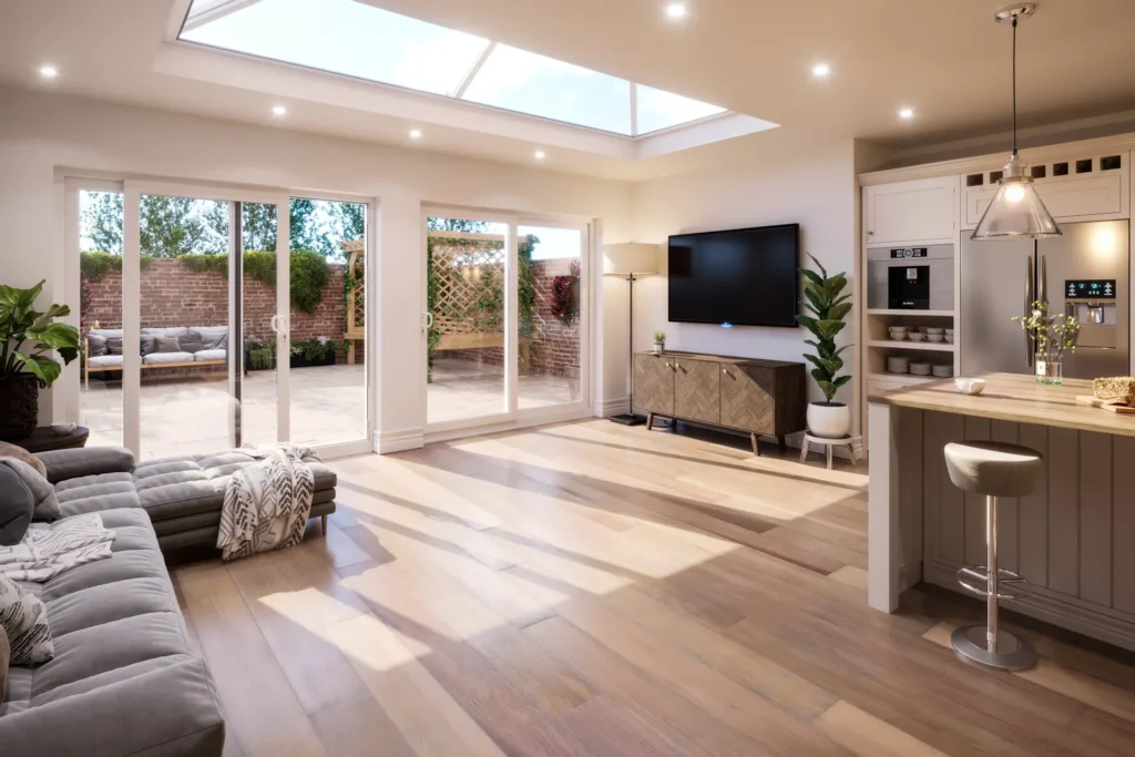 Two sets of sliding patio doors