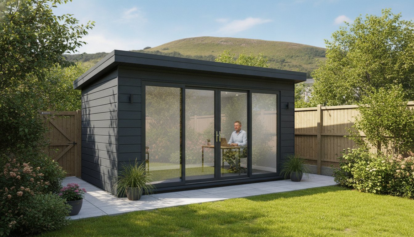 Man sitting in a garden room in North Wales